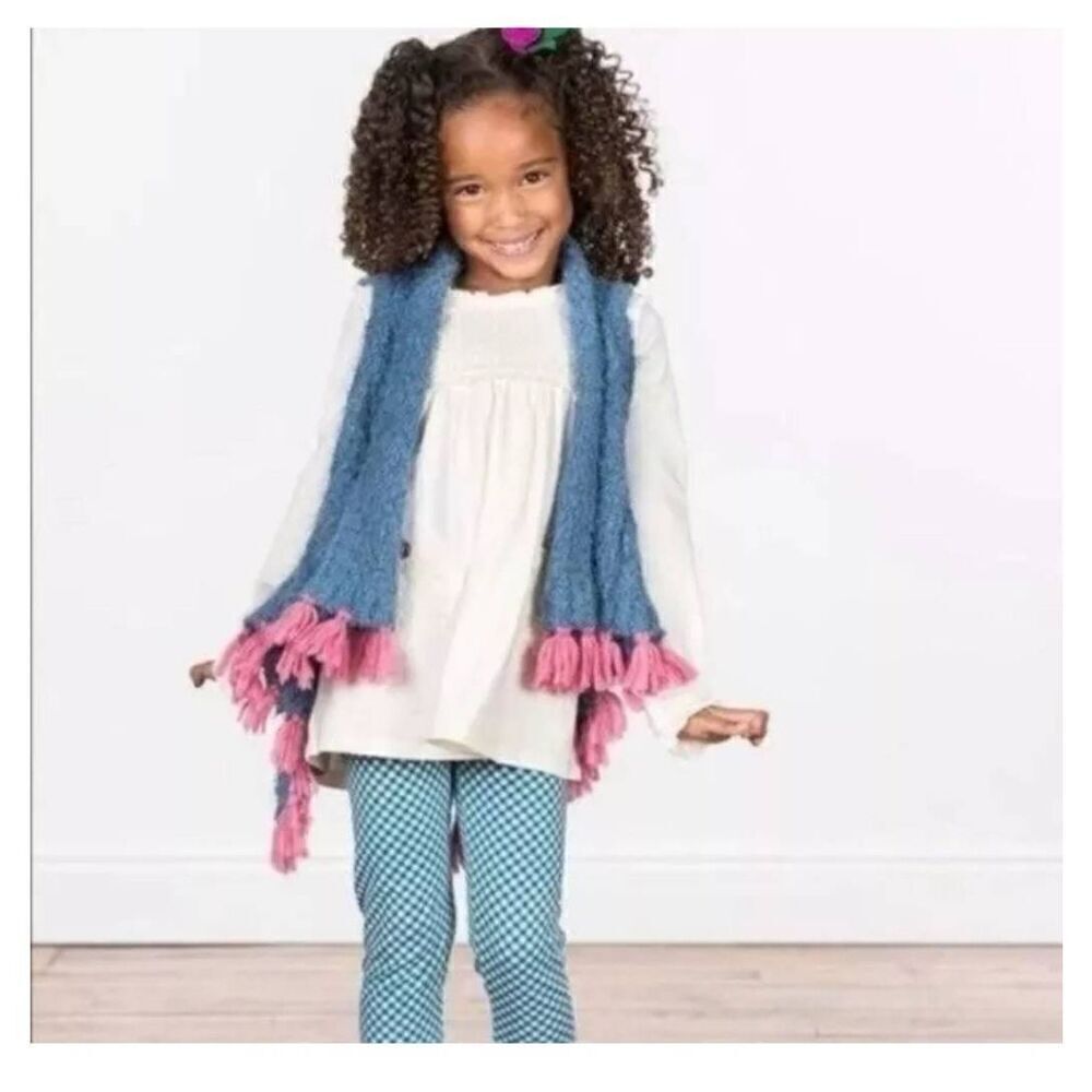 Matilda Jane Girls Fringe Ponch Sweater SZ 8 Sweater Vest Make Believe Mirror Im - Picture 2 of 7